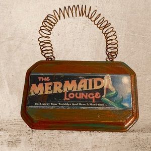 Handmade wooden hanging mermaid sign
